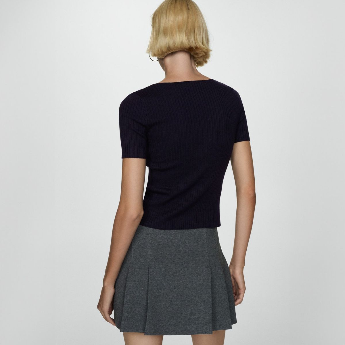 MANGO - Polera Punto Manga Corta Mujer Mango