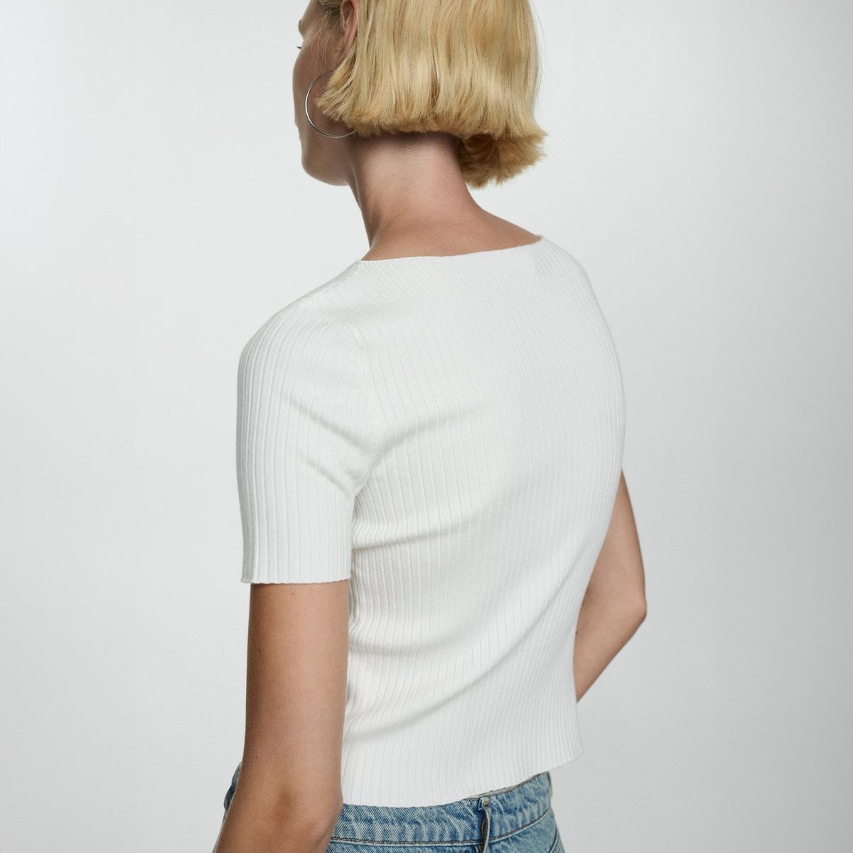 MANGO - Polera Punto Manga Corta Mujer Mango