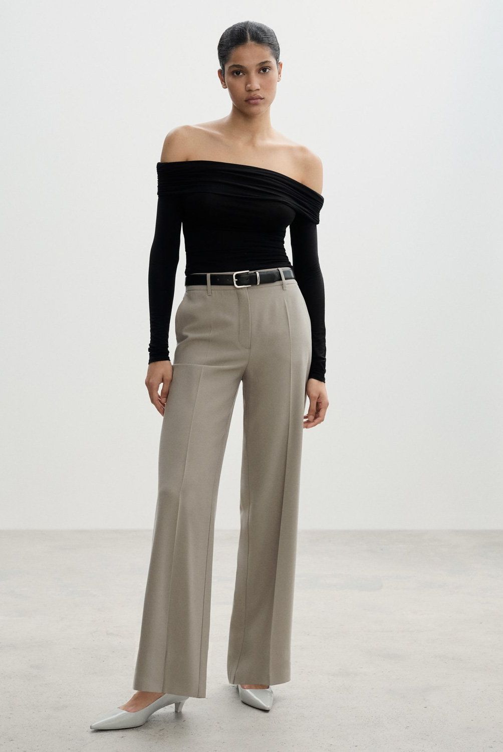 MANGO - Pantalón Pinzas Wideleg Mujer Mango