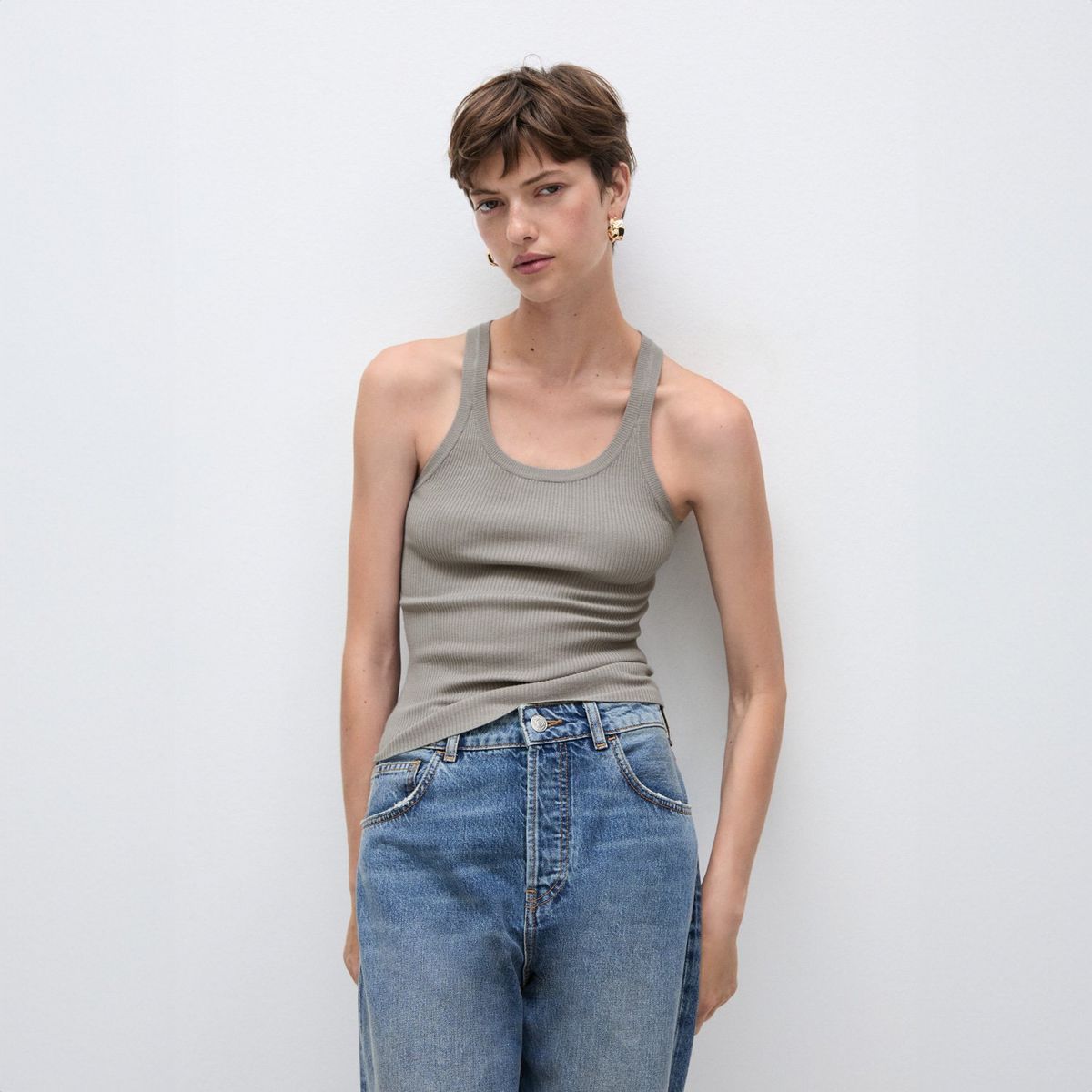 MANGO - Top Punto Tirantes Mujer Mango