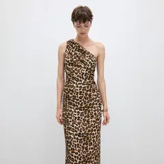 MANGO - Vestido Asimétrico Animal Print Mujer