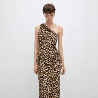 MANGO - Vestido Asimétrico Animal Print Mujer