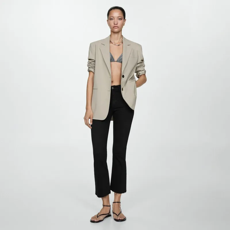 MANGO - Jeans Sienna Tiro Alto Flare Crop Mujer Mango