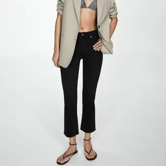 MANGO - Jeans Sienna Tiro Alto Flare Crop Mujer