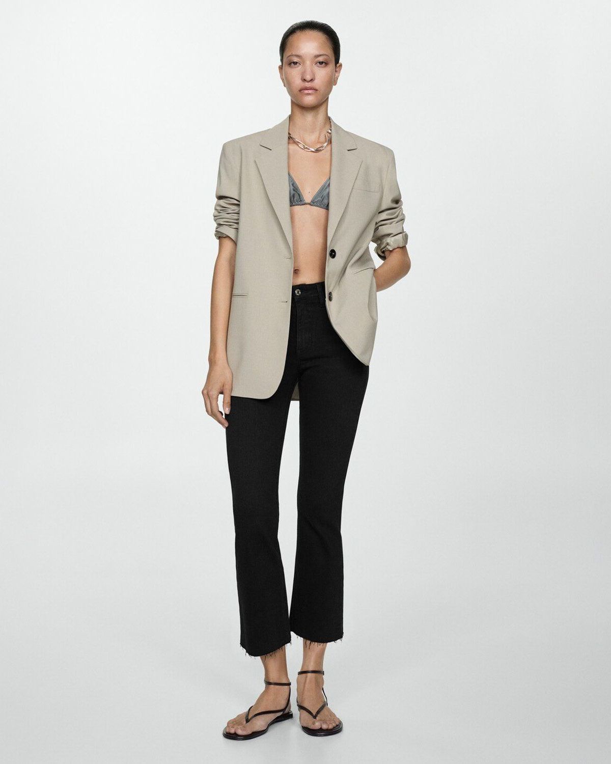 MANGO Jeans Sienna Tiro Alto Flare Crop Mujer Mango