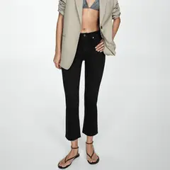 MANGO - Jeans Sienna Tiro Alto Flare Crop Mujer
