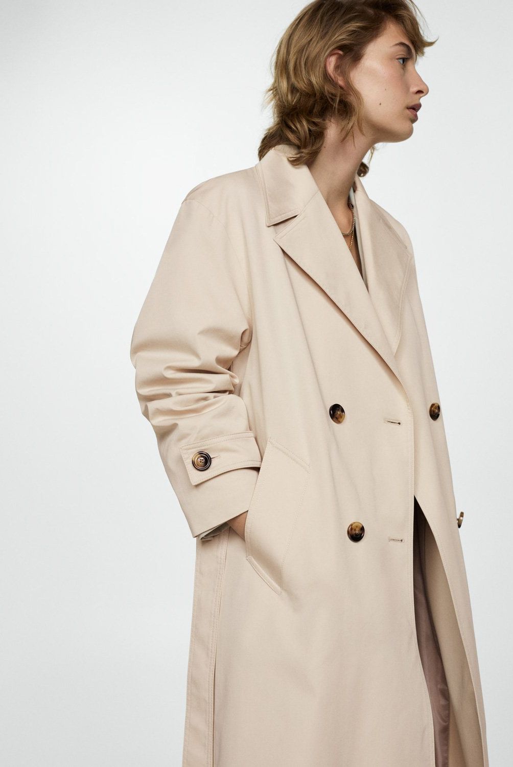 MANGO - Impermeable Doble Botonadura Mujer Mango