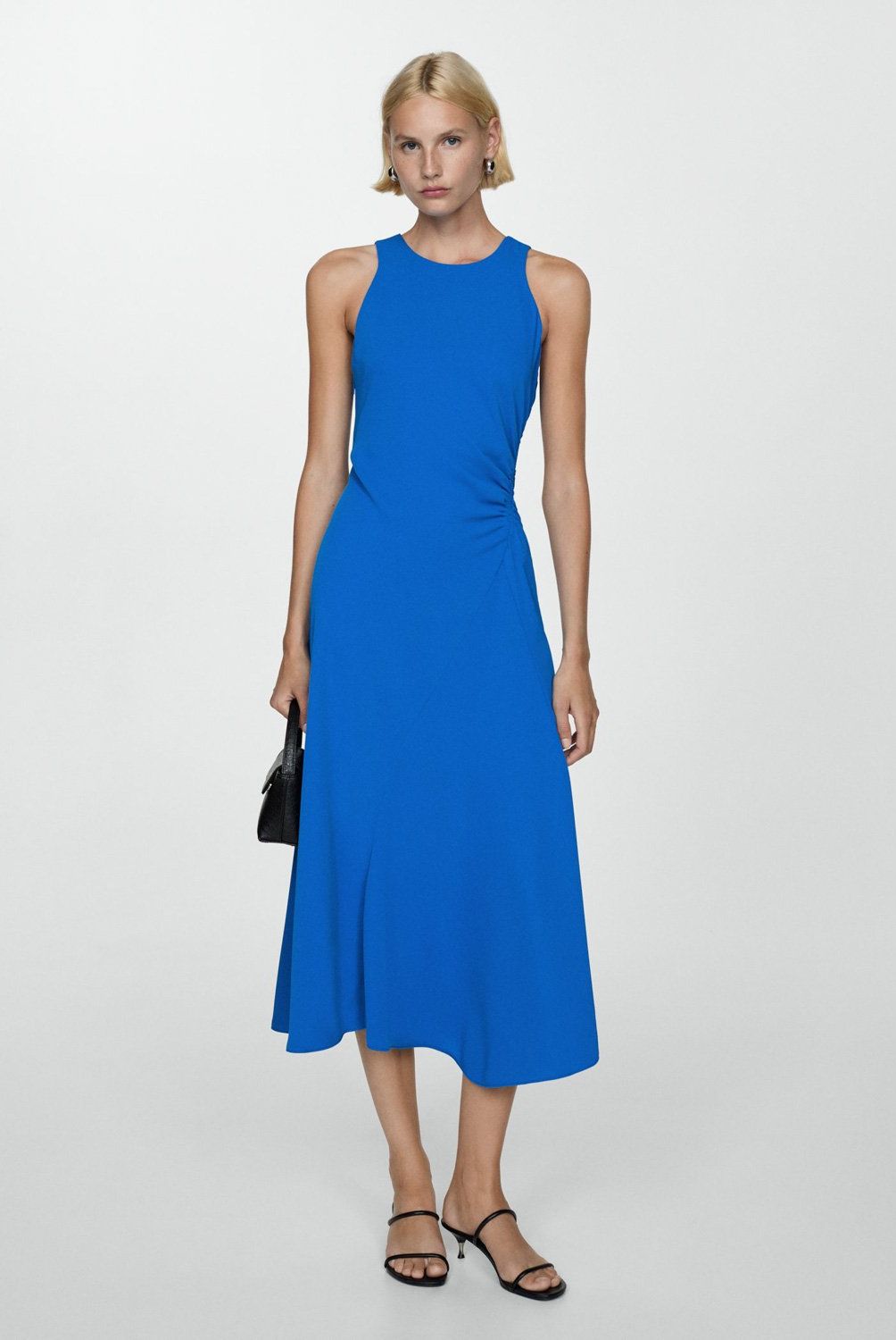 MANGO - Vestido Midi Detalle Drapeado Mujer Mango