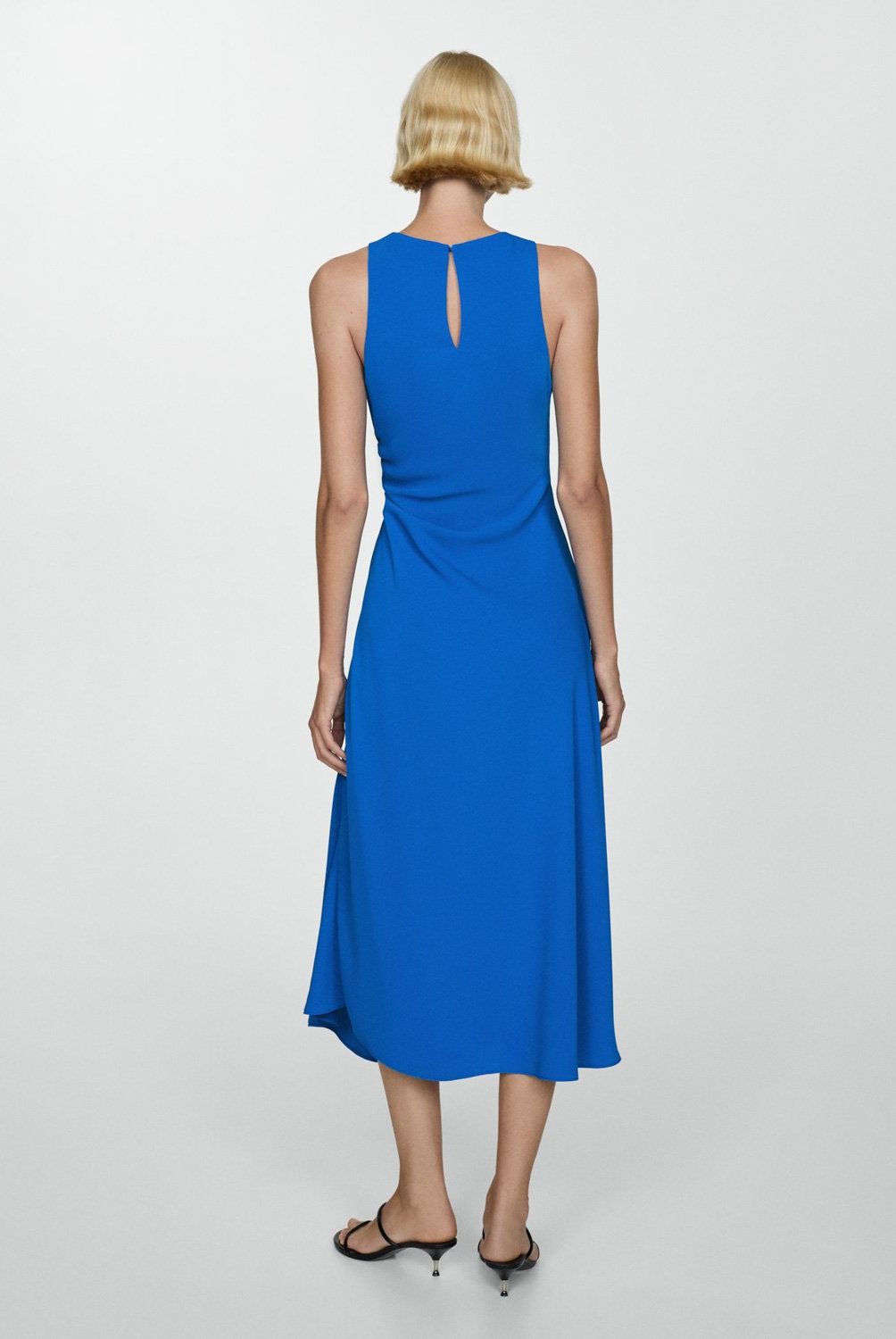 MANGO - Vestido Midi Detalle Drapeado Mujer Mango
