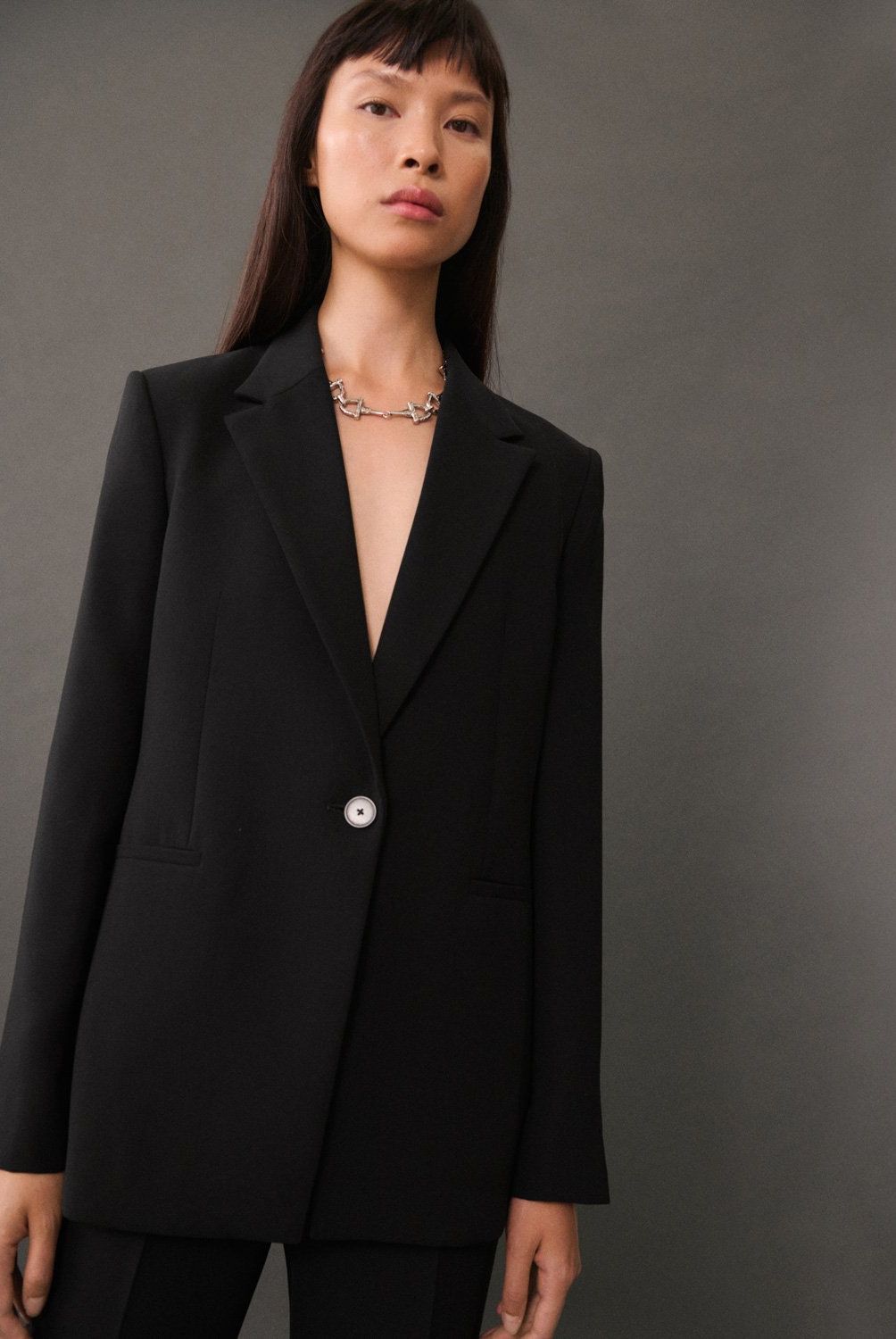 MANGO - Chaqueta Traje Recta Mujer Mango