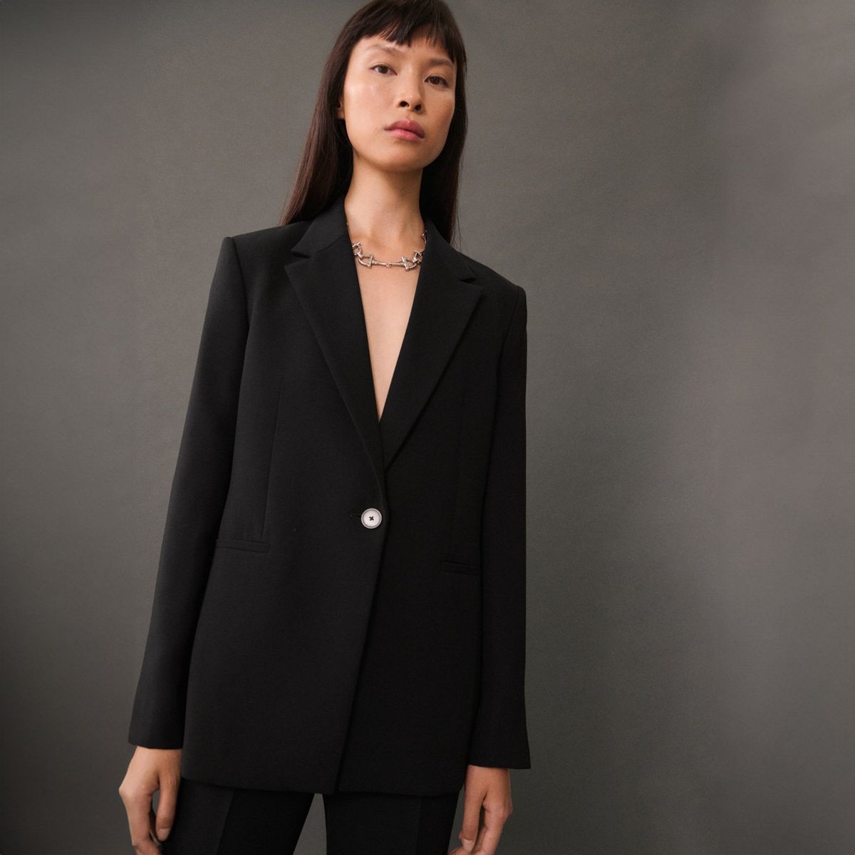 MANGO - Chaqueta Traje Recta Mujer Mango