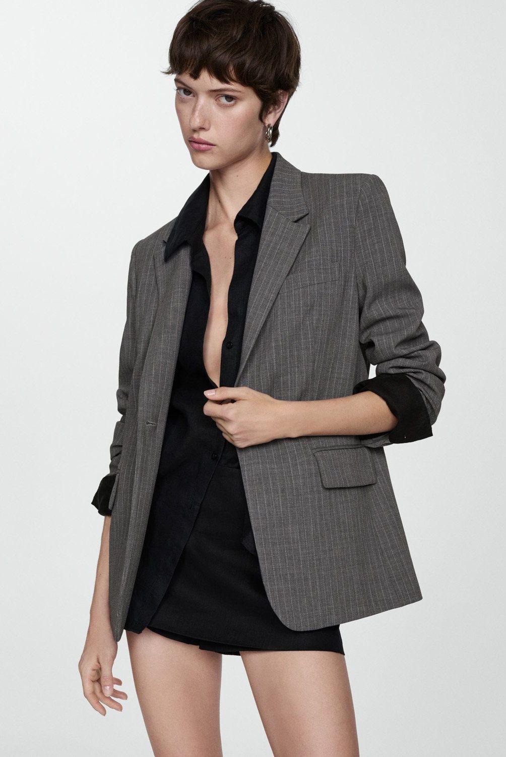 MANGO - Chaqueta Traje Raya Diplomática Mujer Mango