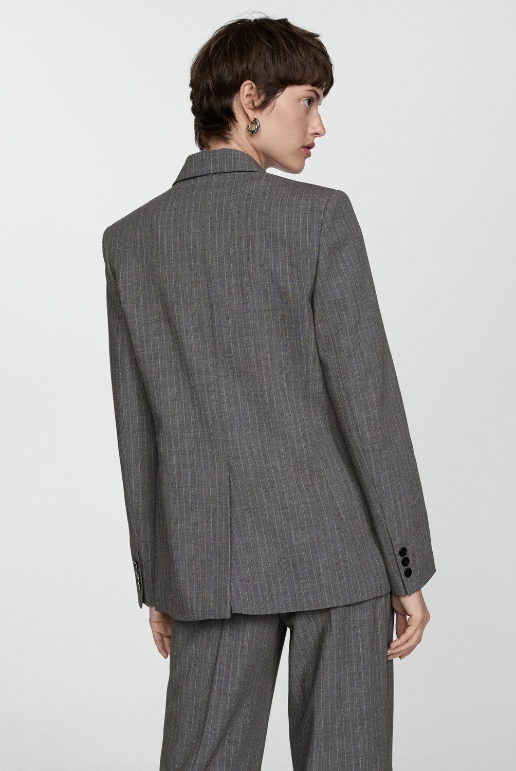 MANGO - Chaqueta Traje Raya Diplomática Mujer Mango
