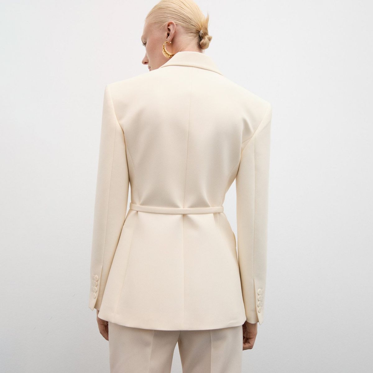 MANGO - Blazer Traje Cinturón Mujer Mango