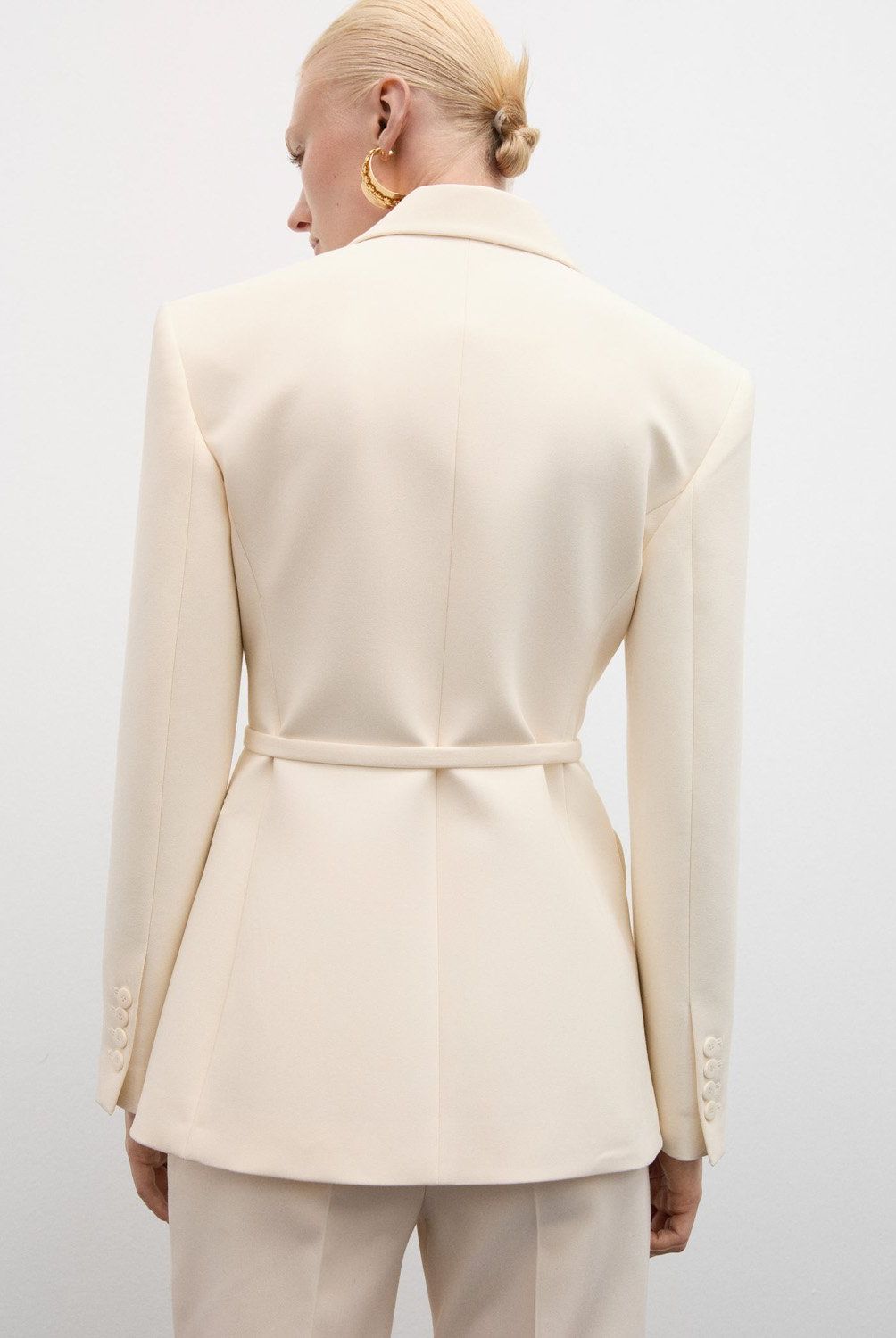 MANGO - Blazer Traje Cinturón Mujer Mango