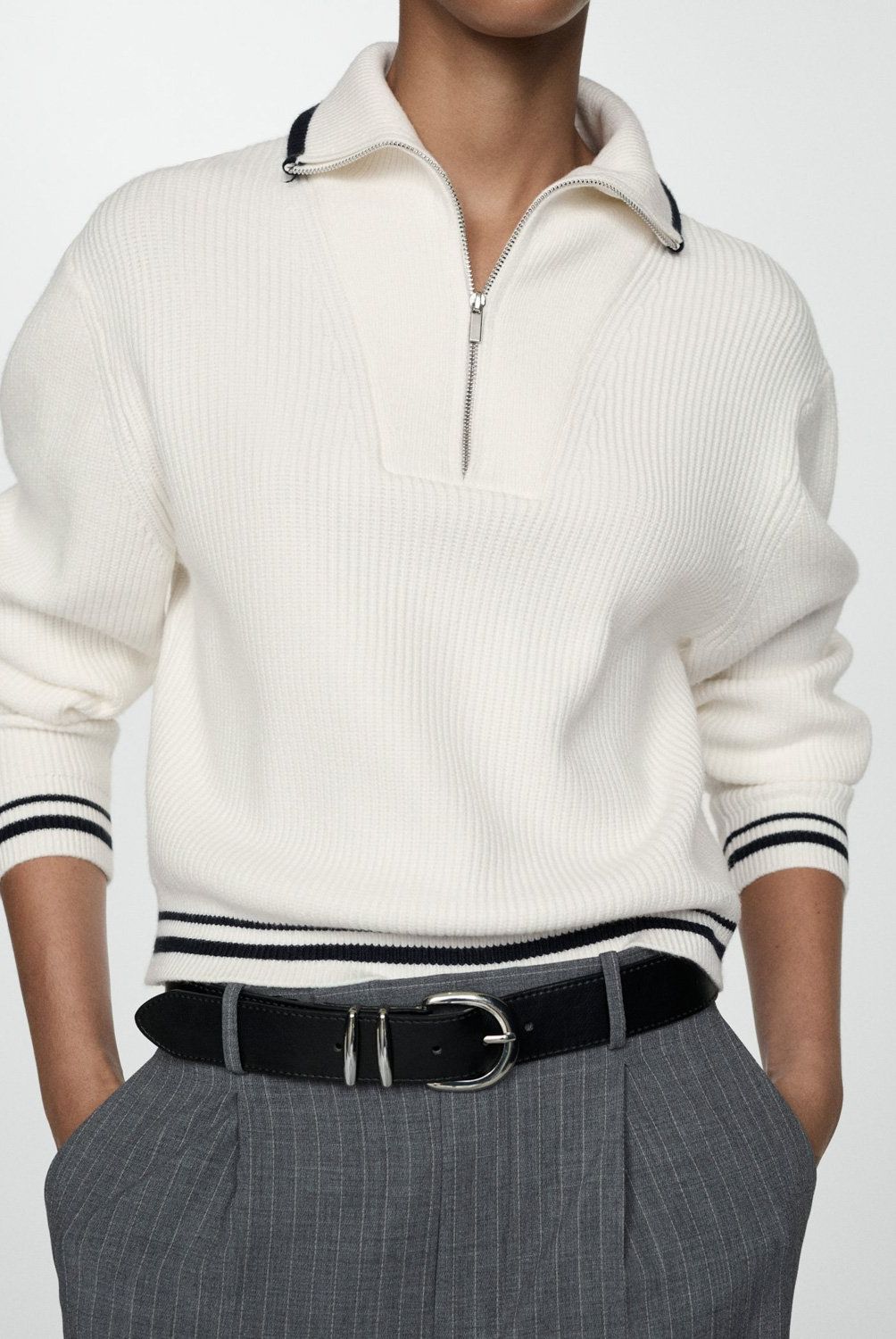 MANGO - Sweater Rayas Cremallera Mujer Mango