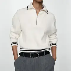 MANGO - Sweater Rayas Cremallera Mujer