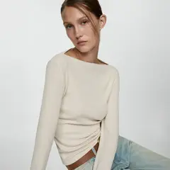 MANGO - Polera Punto Manga Larga Mujer