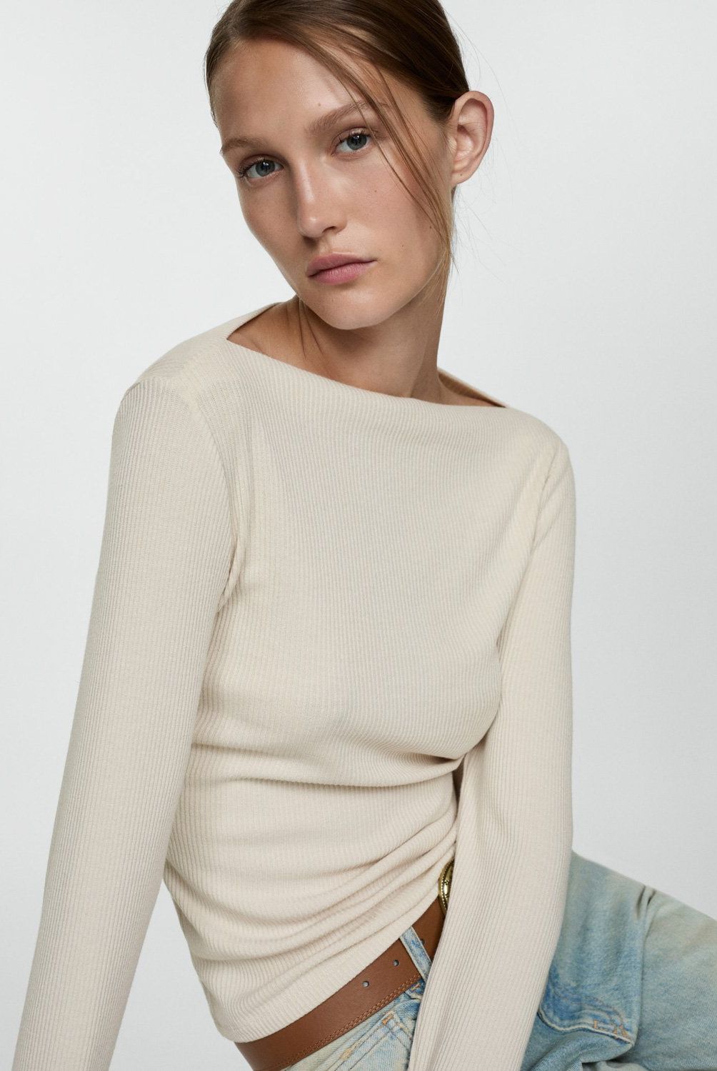MANGO - Polera Punto Manga Larga Mujer Mango