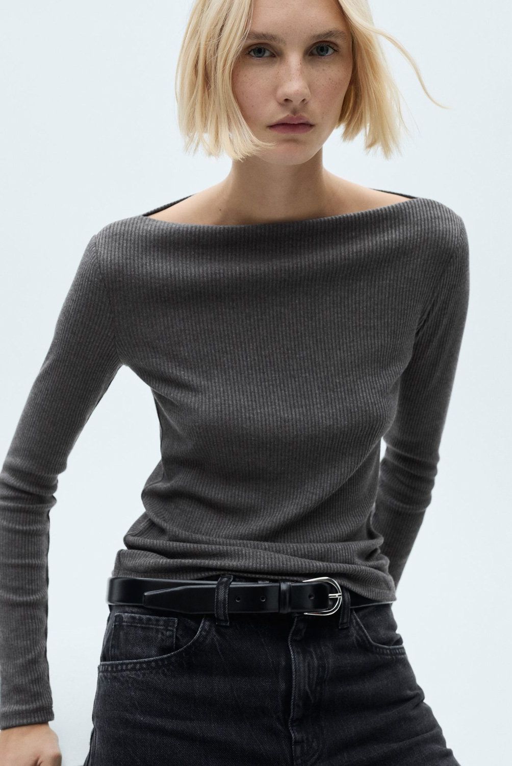 MANGO - Polera Punto Manga Larga Mujer Mango