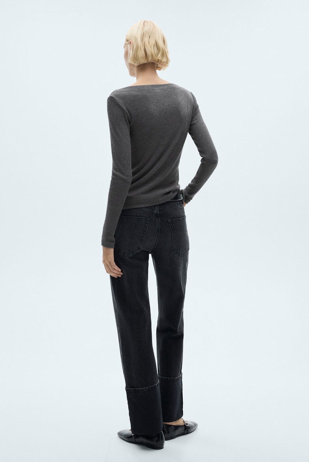 MANGO - Polera Punto Manga Larga Mujer Mango