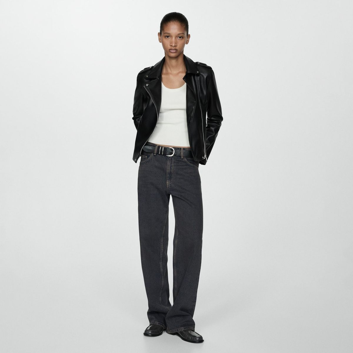 MANGO - Chaqueta Biker Efecto Piel Mujer Mango