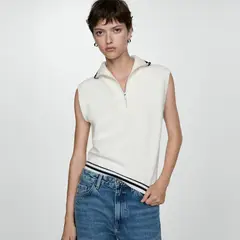MANGO - Chaleco Punto Cremallera Mujer