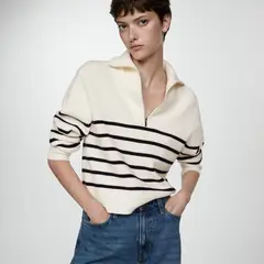 MANGO - Sweater Rayas Cremallera Mujer