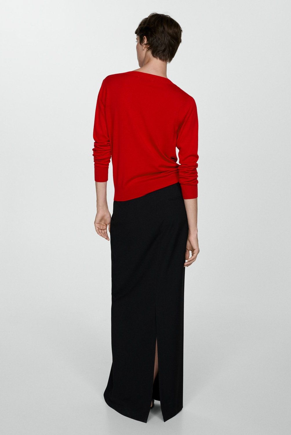 MANGO - Sweater Punto Fino Cuello Pico Mujer Mango