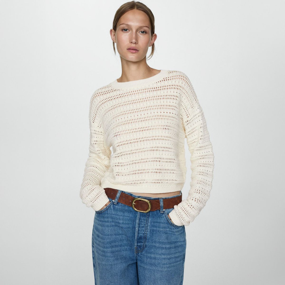 MANGO - Sweater Punto Calado Mujer Mango