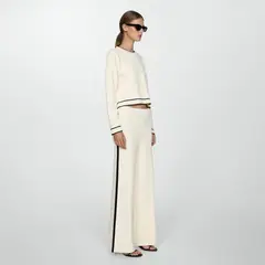 MANGO - Pantalón Punto Bandas Laterales Contraste Mujer