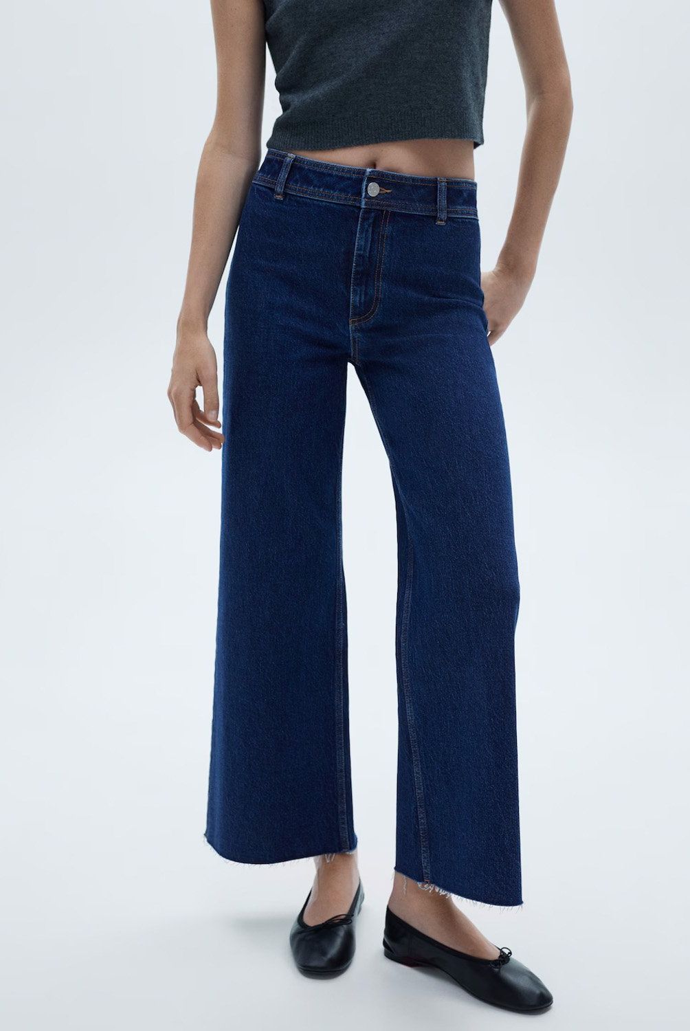 MANGO - Jeans Catherin Culotte Tiro Alto Mujer Mango