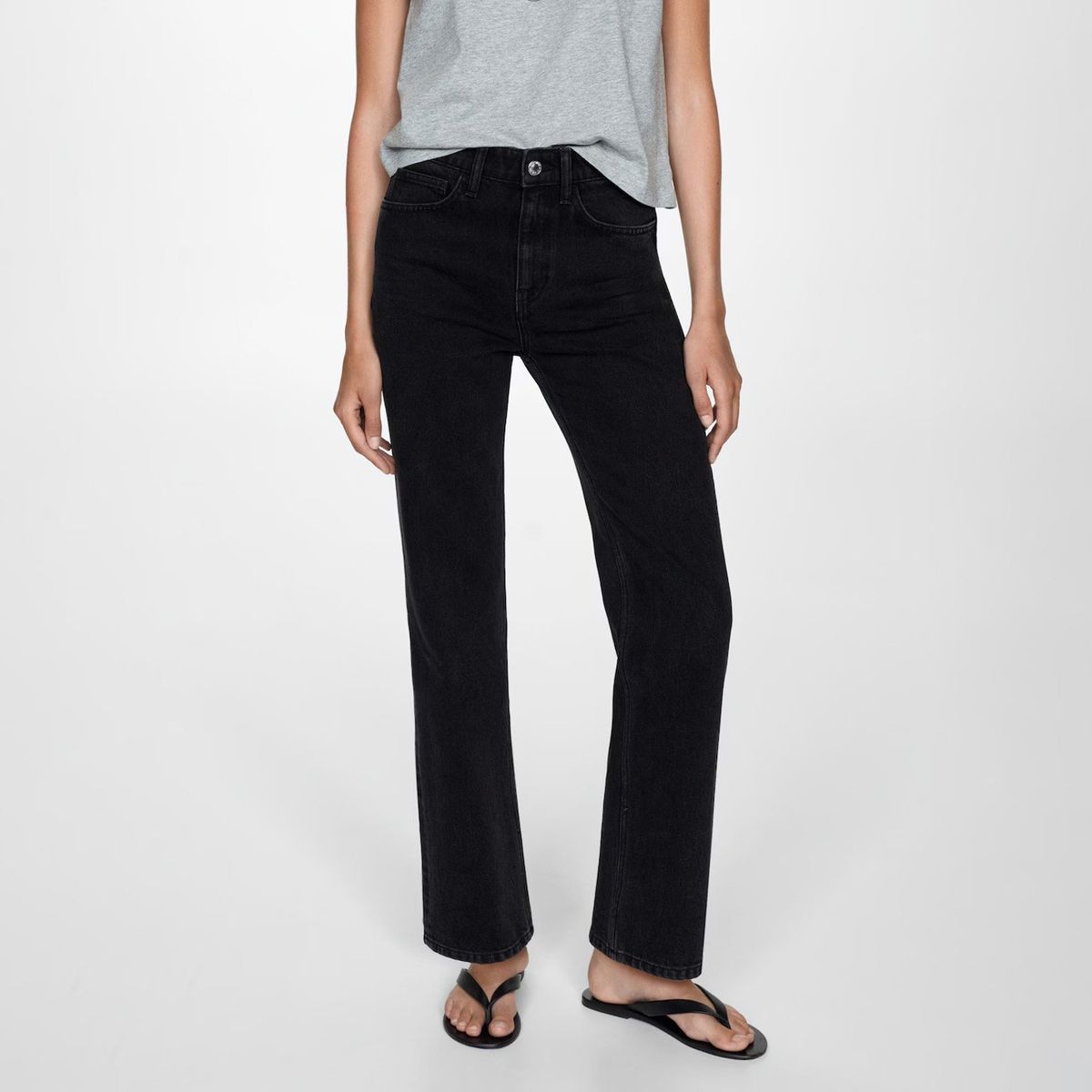 MANGO - Jeans Straight Tiro Medio Mujer Mango