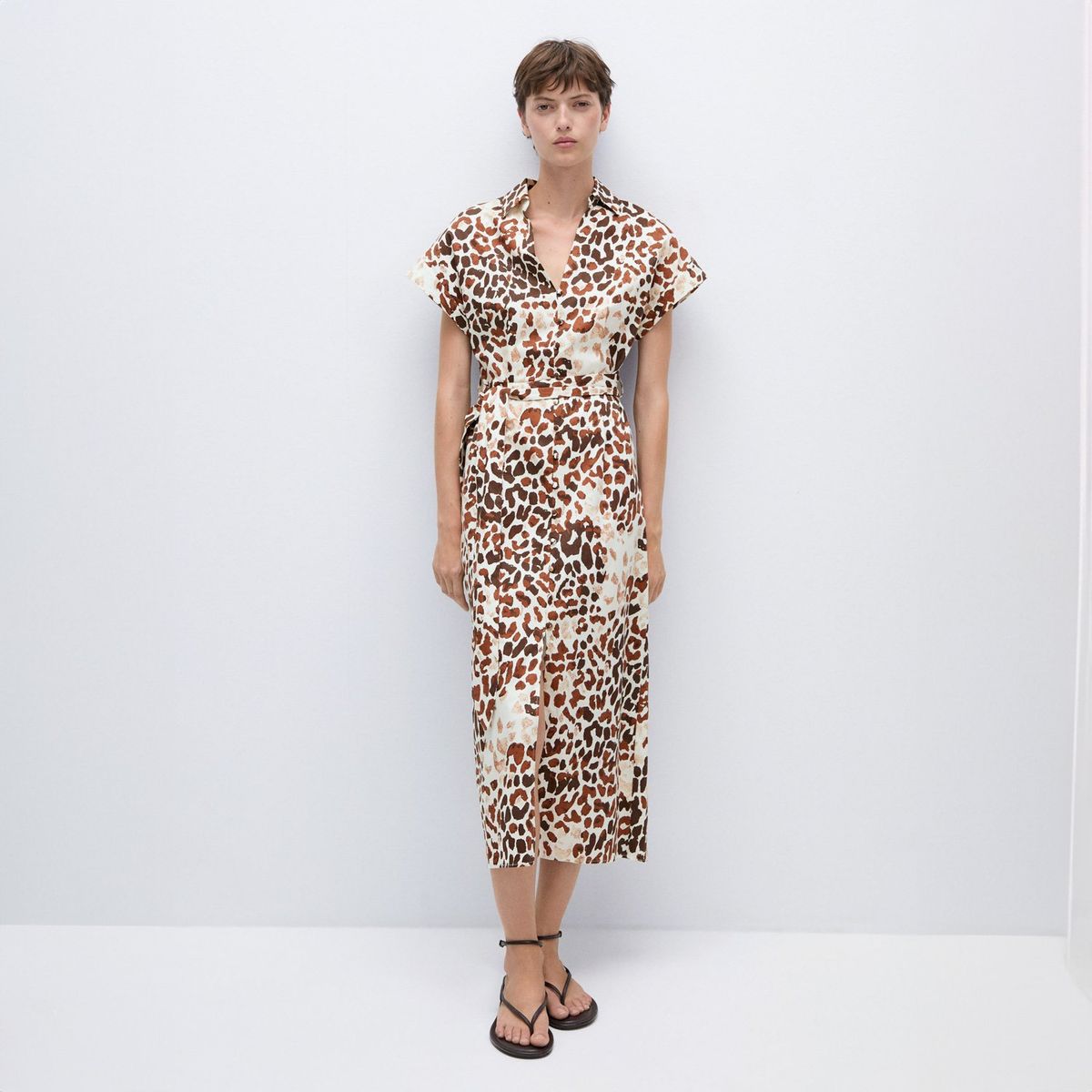 MANGO - Vestido Animal Print Lazo Mujer Mango