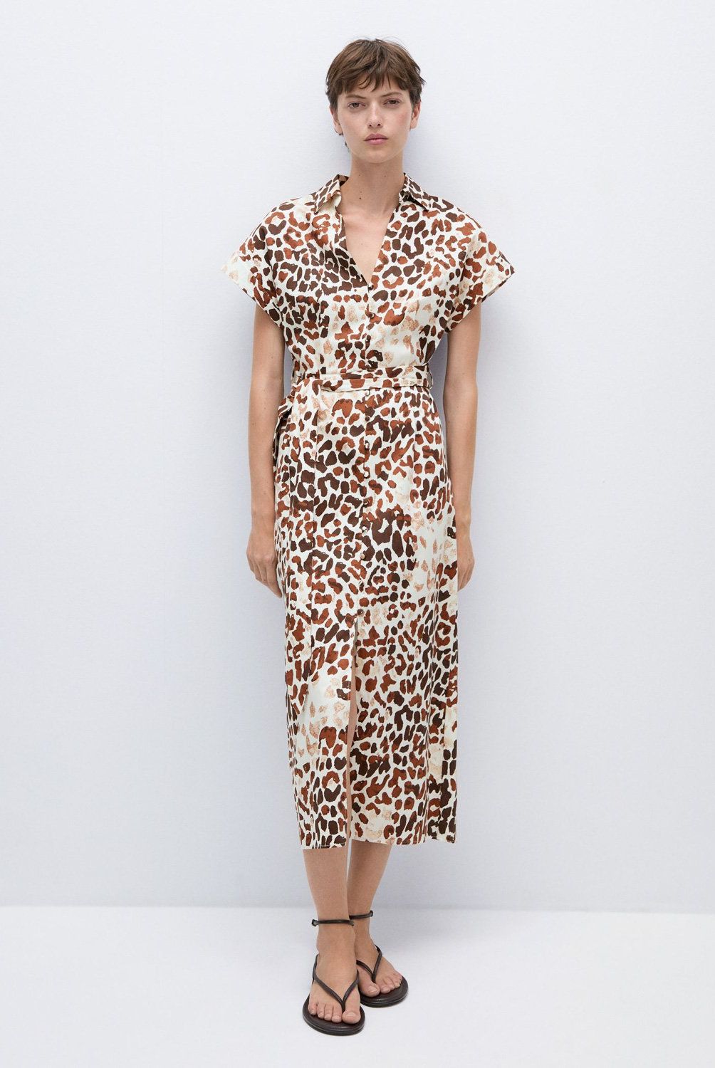 MANGO - Vestido Animal Print Lazo Mujer Mango