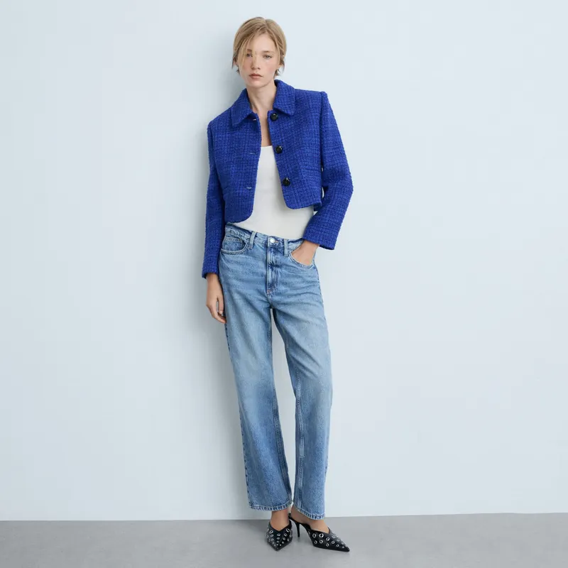 MANGO Chaqueta Tweed Botones Mujer Mango