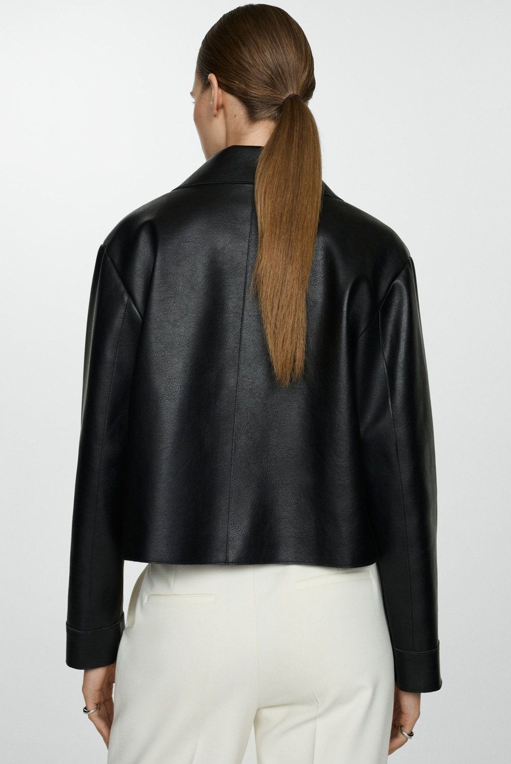MANGO - Chaqueta Efecto Piel Bolsillos Mujer Mango