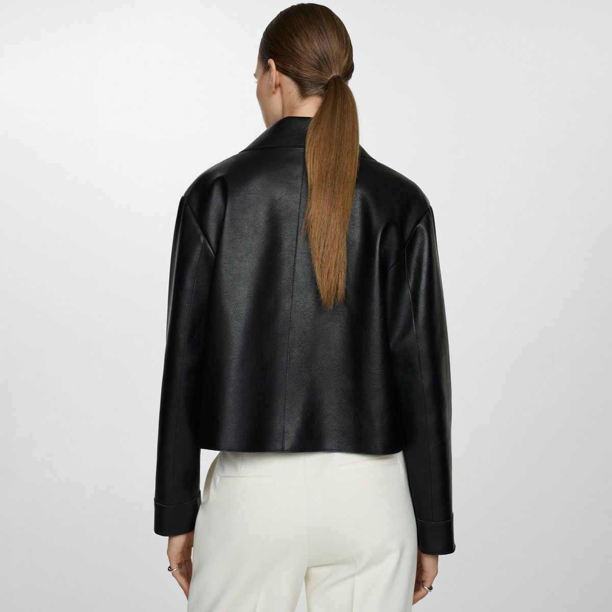 MANGO - Chaqueta Efecto Piel Bolsillos Mujer Mango