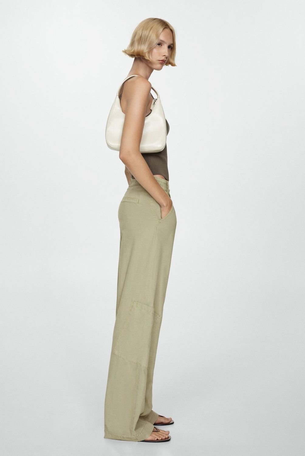 MANGO - Pantalón Lyocell Cordón Ajustable Mujer Mango