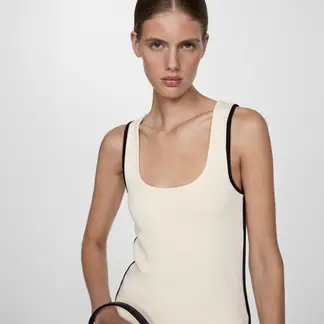 MANGO - Top Punto Detalles Contraste Mujer