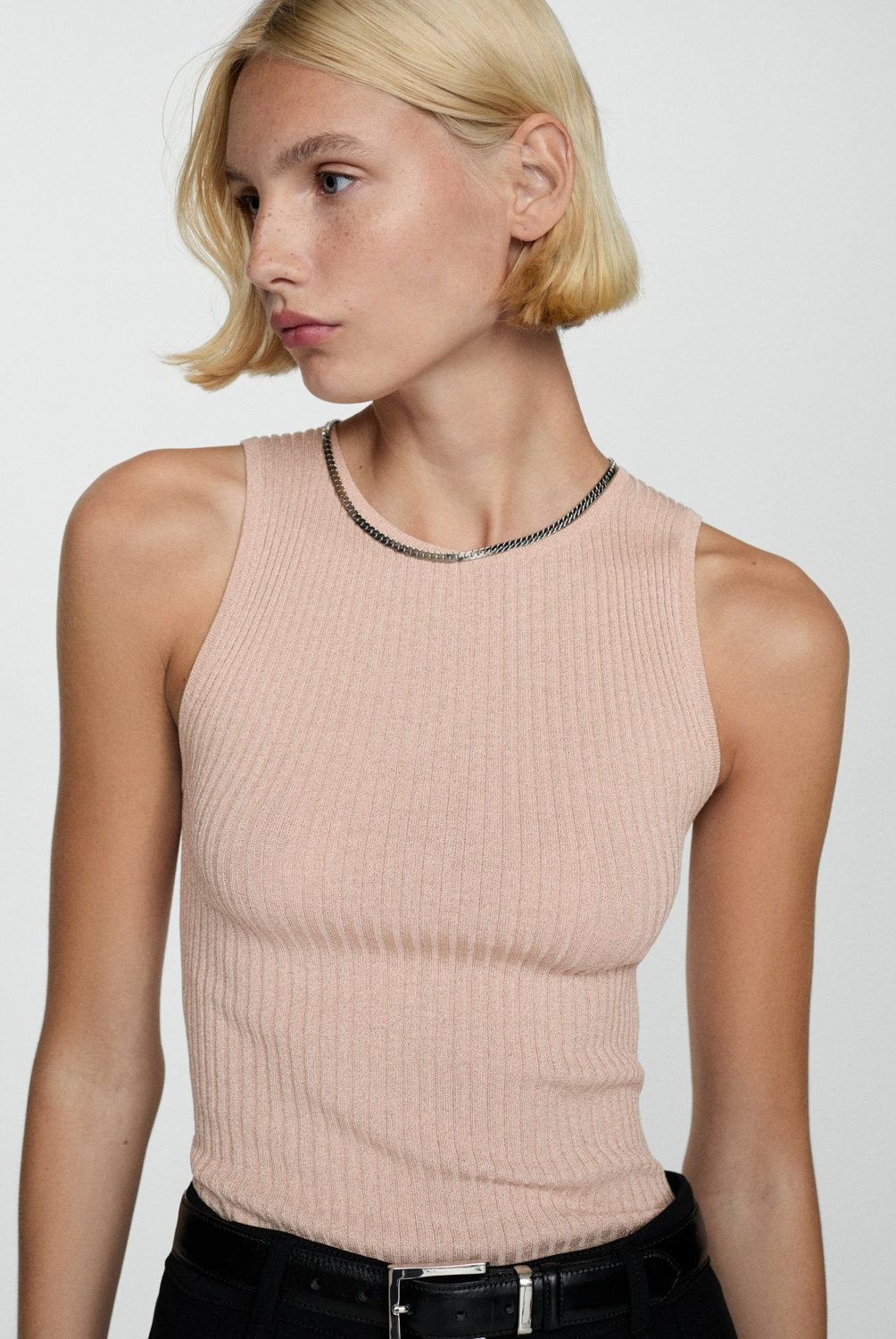 MANGO - Top Punto Canalé Mujer Mango