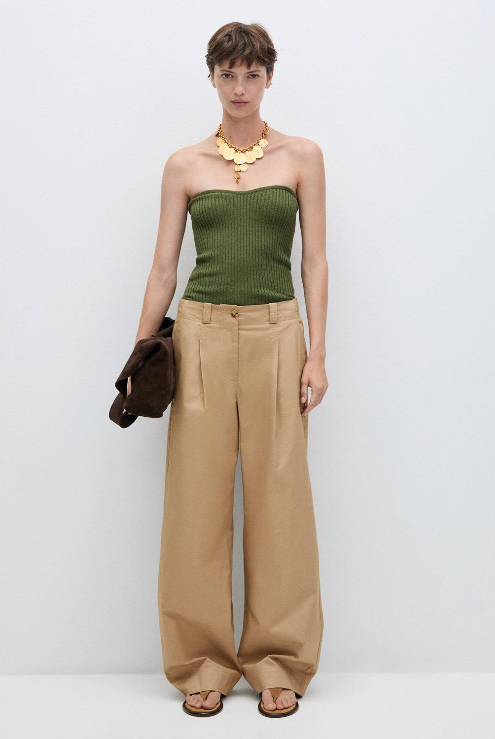 MANGO - Pantalón Pinzas Wideleg Mujer Mango