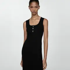 MANGO - Vestido Canalé Botones Mujer