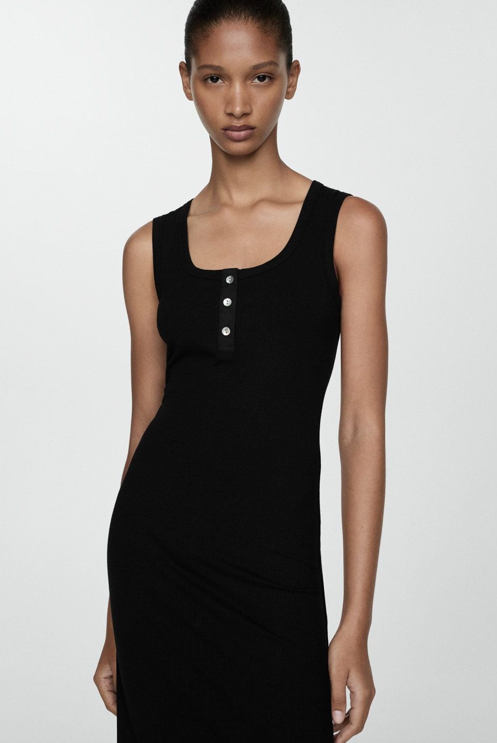 MANGO - Vestido Canalé Botones Mujer Mango