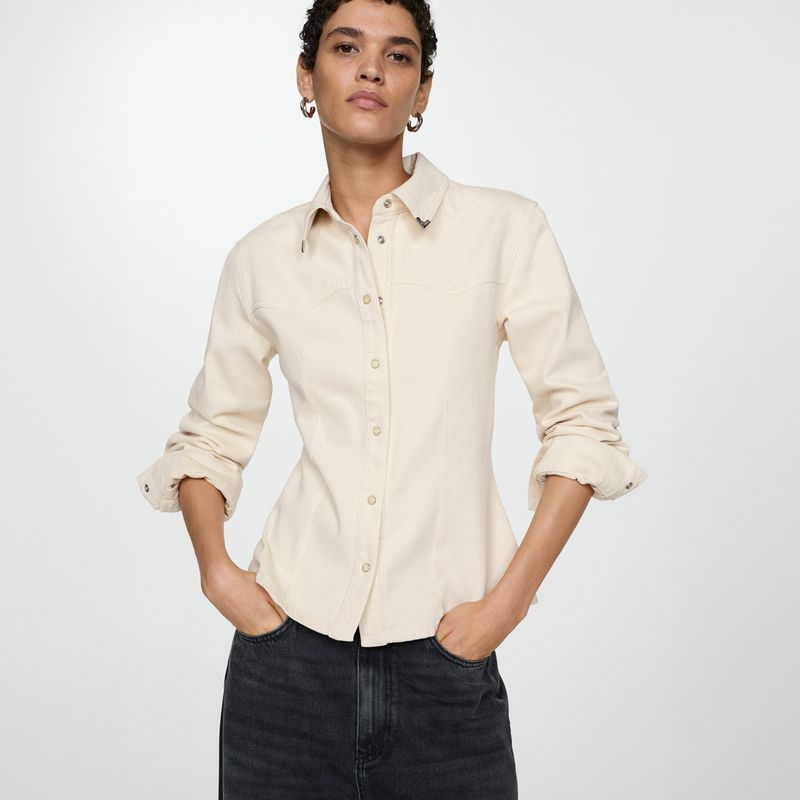 MANGO - Blusa Vaquera Entallada Mujer Mango