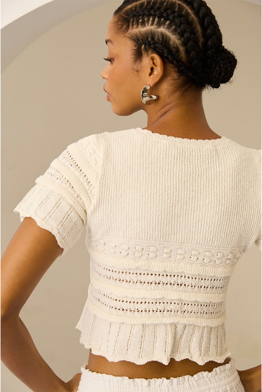 MANGO - Sweater Manga Corta Detalles Calados Mujer Mango