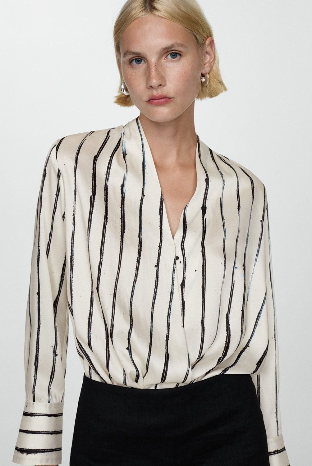 MANGO - Blusa Cruzada Rayas Mujer Mango