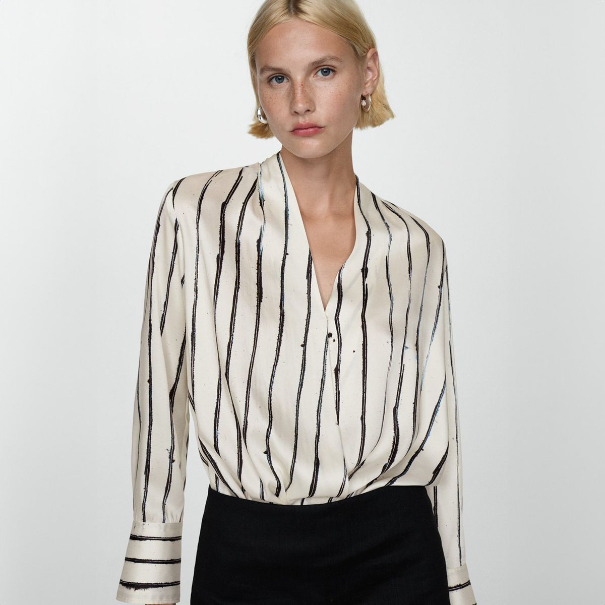 MANGO - Blusa Cruzada Rayas Mujer Mango