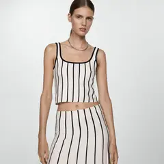 MANGO - Top Crop Punto Rayas Mujer