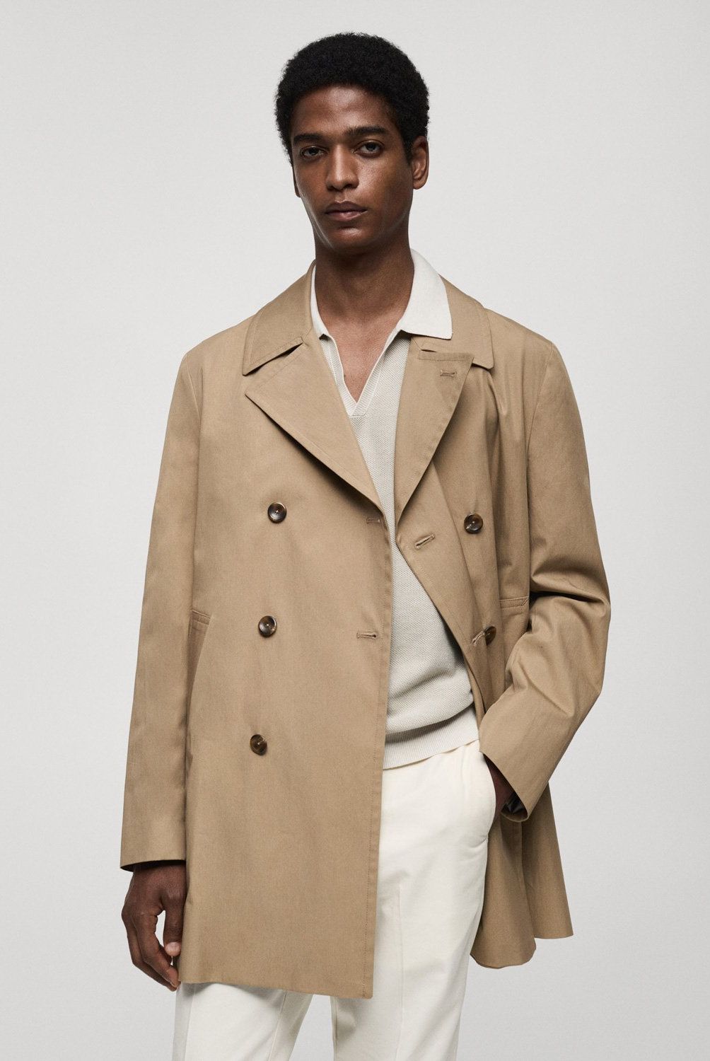 MANGO MAN - Gabardina Corta Algodón Hombre Mango Man